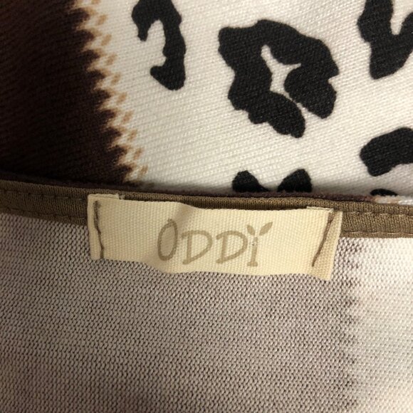 Oddy Leopard Block Brown Salmon Poncho One Size Animal Print Pullover Sweater - Picture 8 of 10